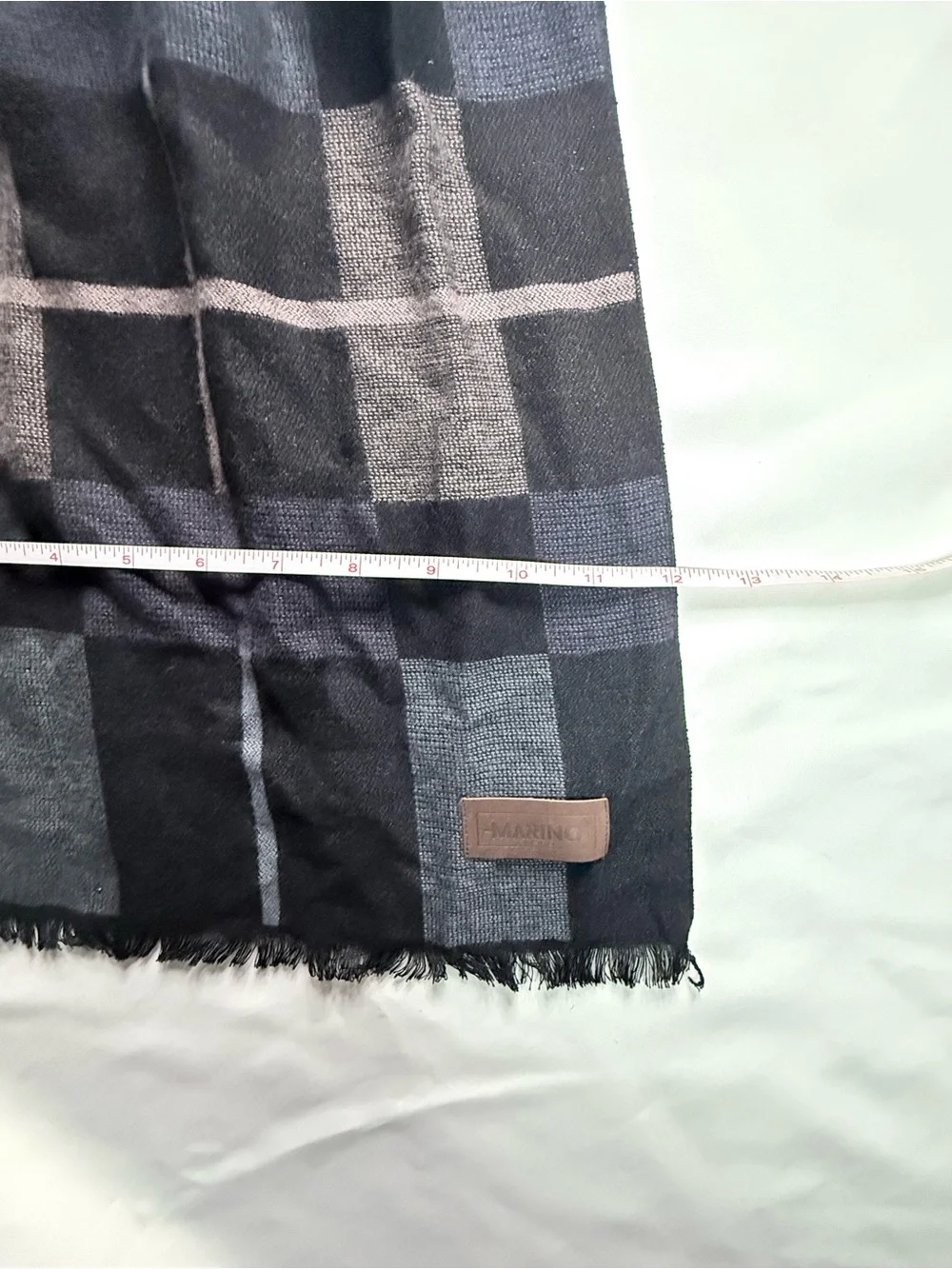 Marino Men's Black & Gray Plaid Scarf very soft nwot cashmere feel cotton